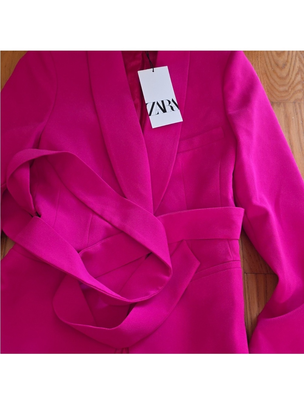 Zara Hot Pink/Fuschia Belted Blazer Jacket - Picture 3 of 5